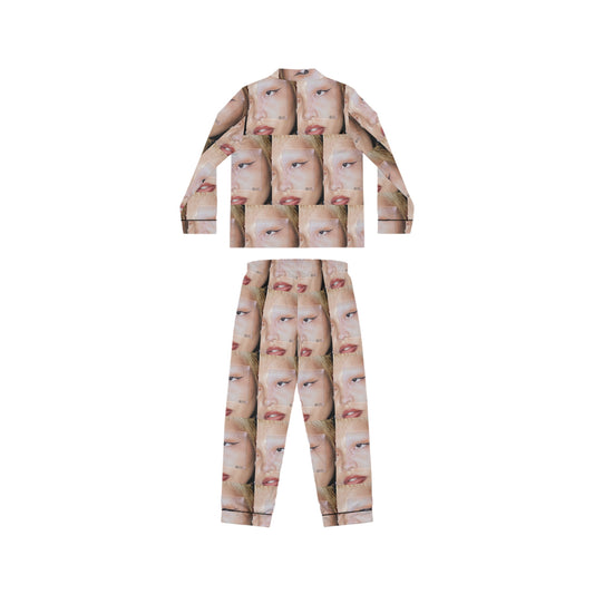 Face Reality Pajamas | Satin Sleep Set, All-Over Photo Pattern