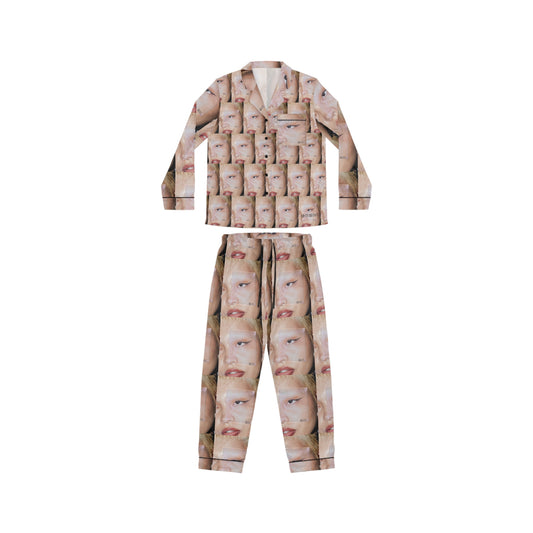Face Reality Pajamas | Satin Sleep Set, All-Over Photo Pattern